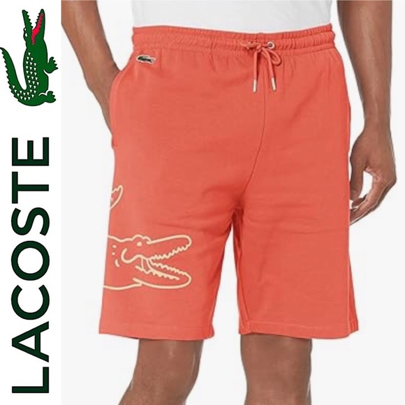 Lacoste Other - LACOSTE SIDE GATOR Graphic SHORTS GUAVA Orange Men’s L Organic Cotton Fleece